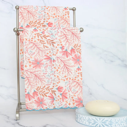 Floral Prints Scalloped Linen Guest Towel (each)