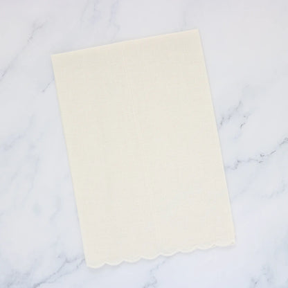 Cream Verona Scalloped Linen Guest Towel