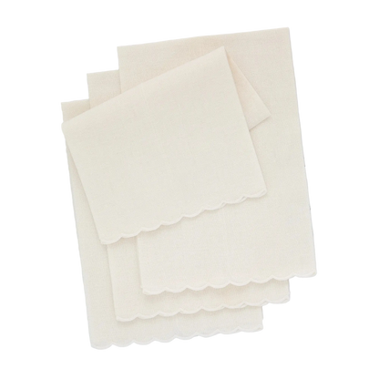 Cream Verona Scalloped Linen Guest Towel