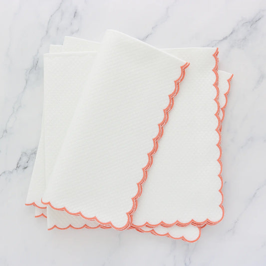 White Coral Scalloped Dinner Napkins and Placemats (each)