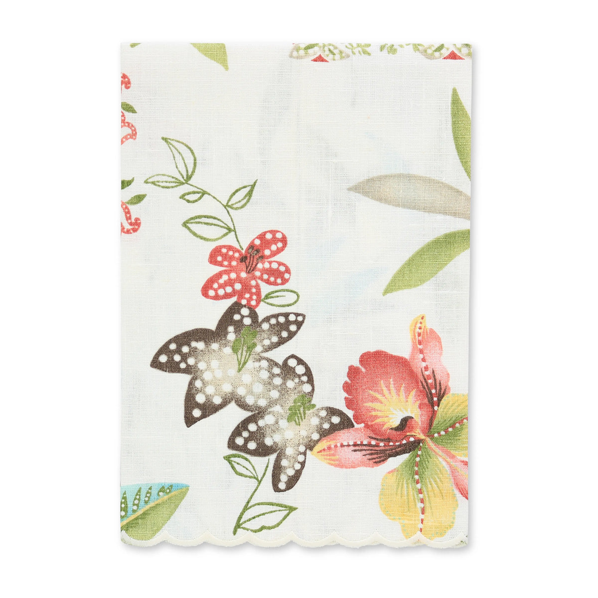 Floral Prints Scalloped Linen Guest Towel (each)