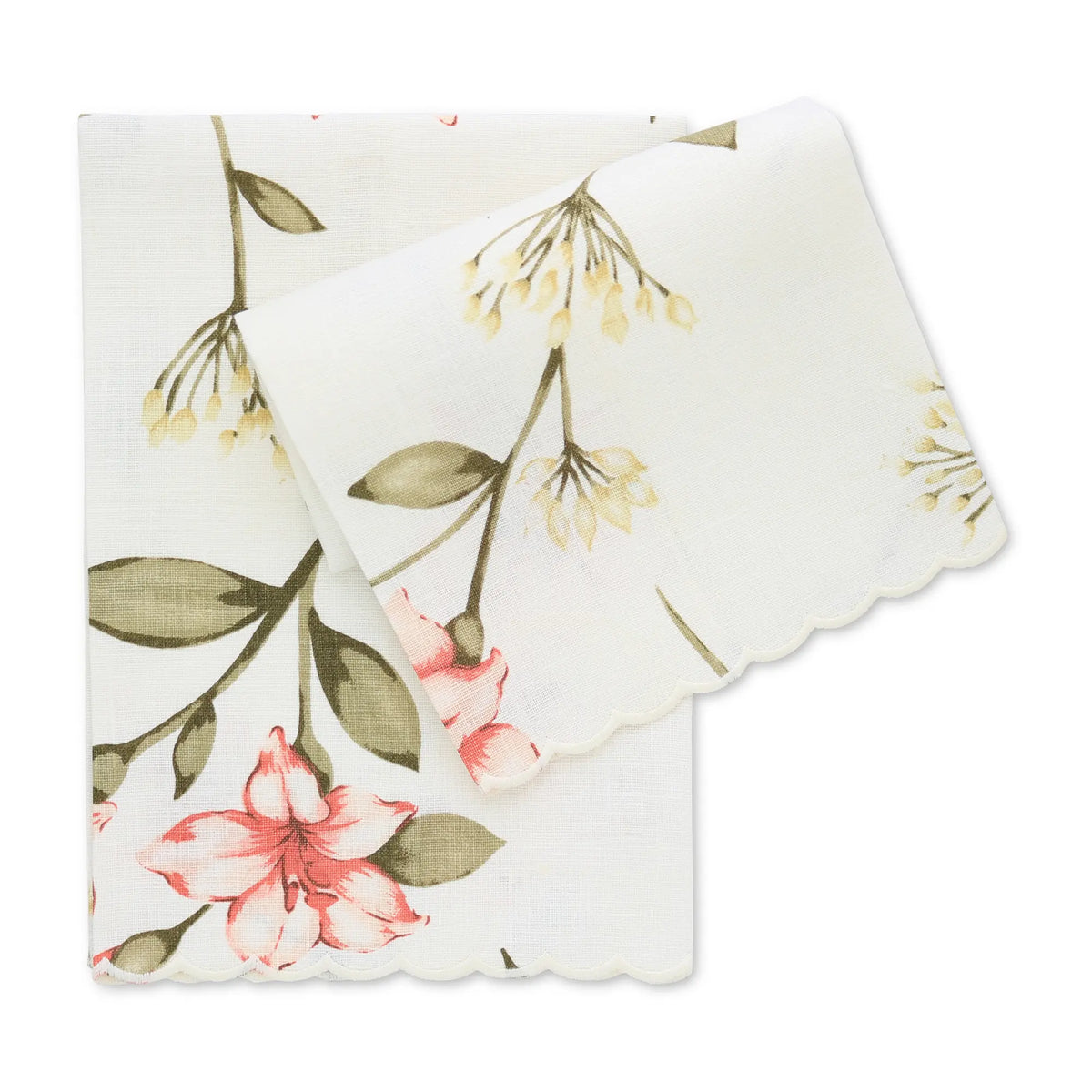 Floral Prints Scalloped Linen Guest Towel (each)