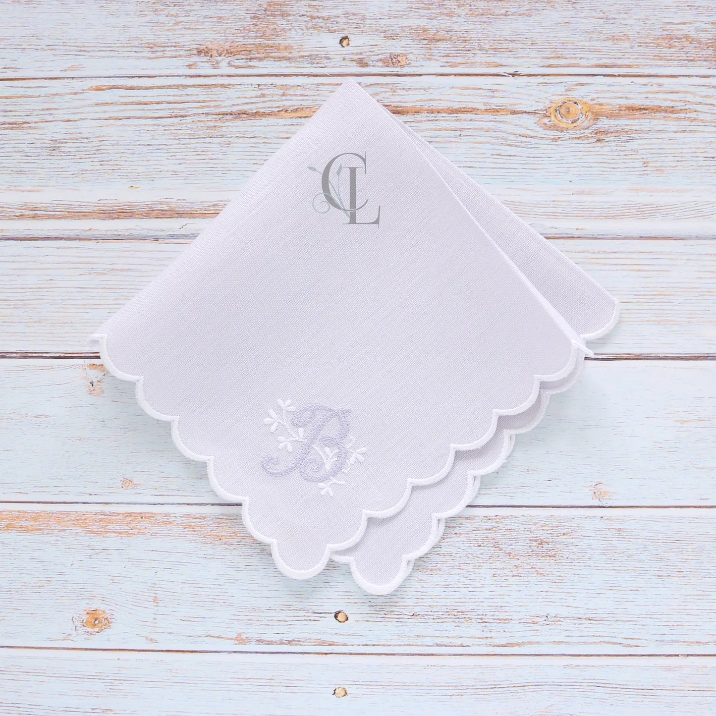 Italian Linen Scalloped Handkerchief (each)