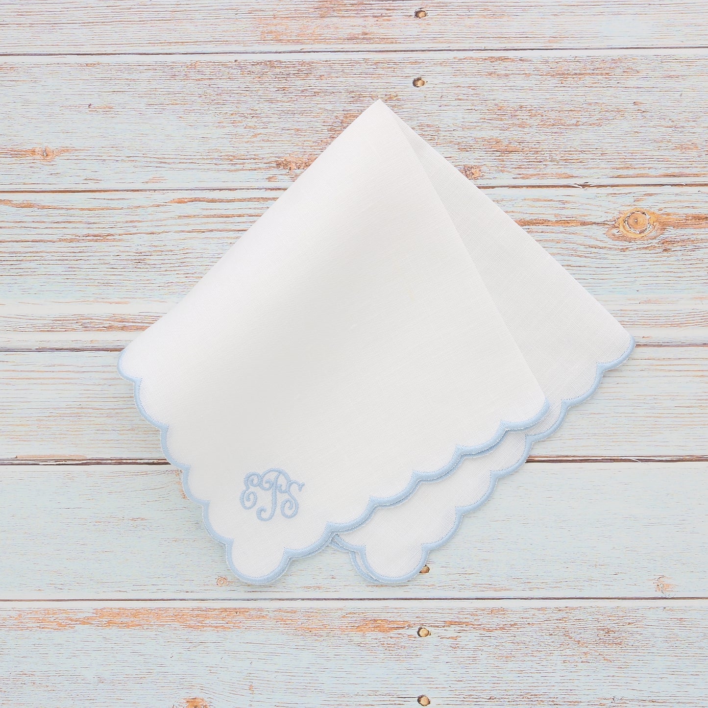 White Scalloped Linen Handkerchief (each)