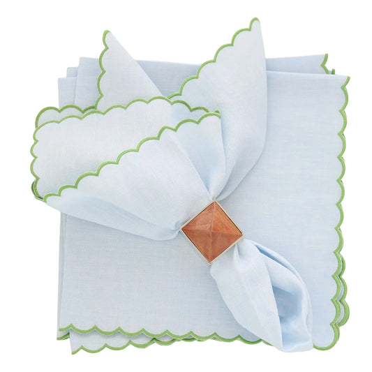Verona Small Scalloped Italian Linen Dinner Napkins and Placemats (each)