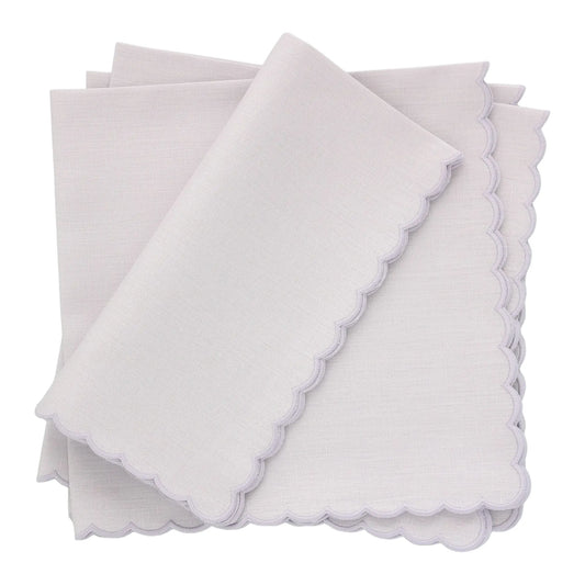 Set of lilac napkins with scalloped edges in Lavender by Cora's Linen