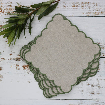 Scalloped Linen Cocktail Napkins (set of 4)