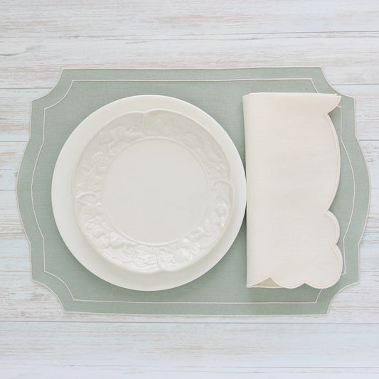 Violet Shadow Scalloped Italian Linen Dinner Napkins (each)