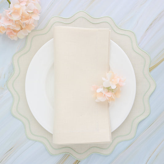 Ecru and Mint Green wave border placemats (set of 4)