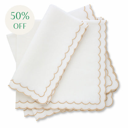 Aurora White/Gold Metallic dinner napkins (each)