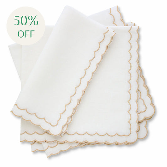 Aurora White/Gold Metallic dinner napkins (each)