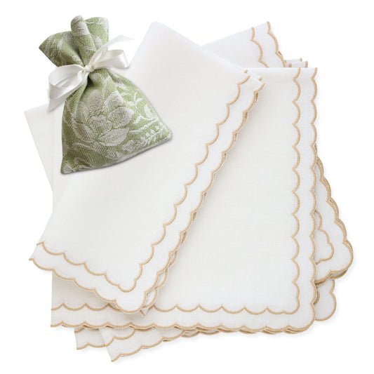 Aurora White/Gold Metallic dinner napkins (each)