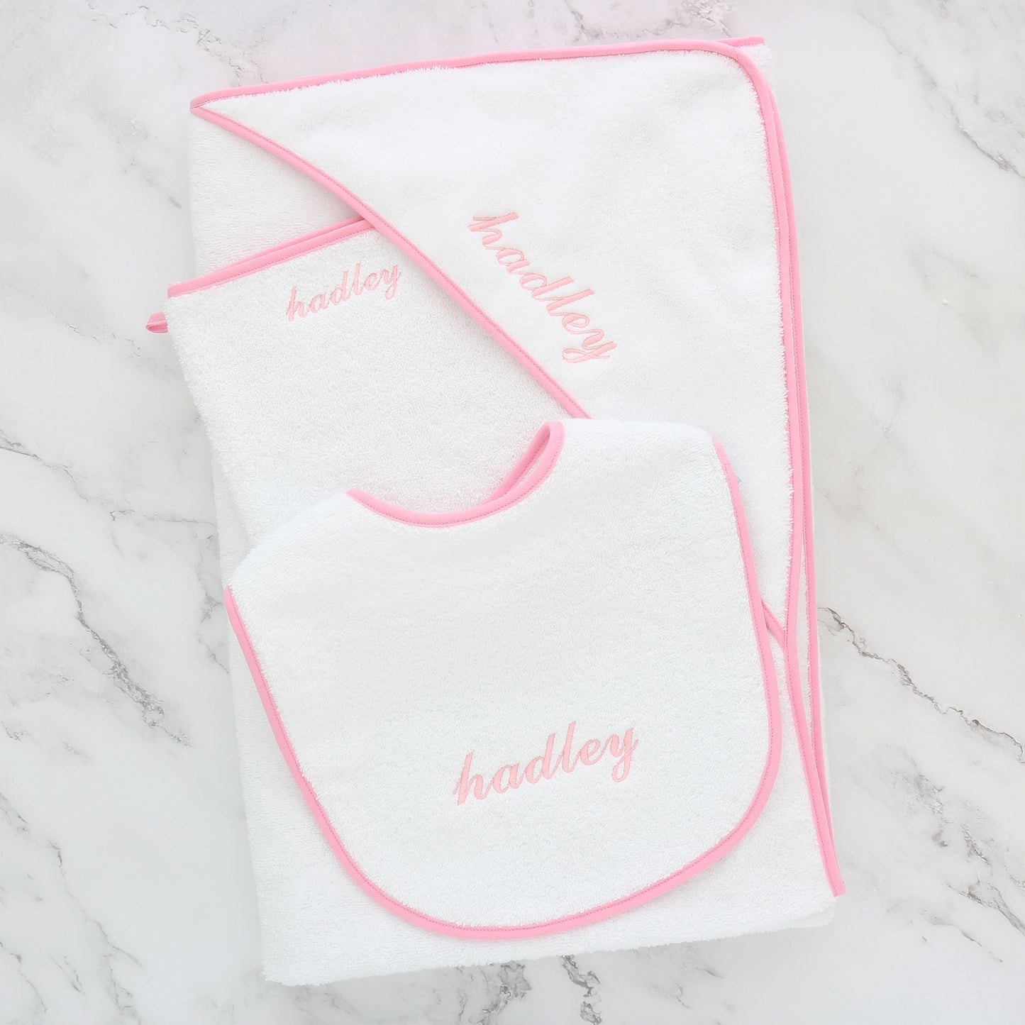 Baby Hooded Towel, Bib and Wash Mit Set