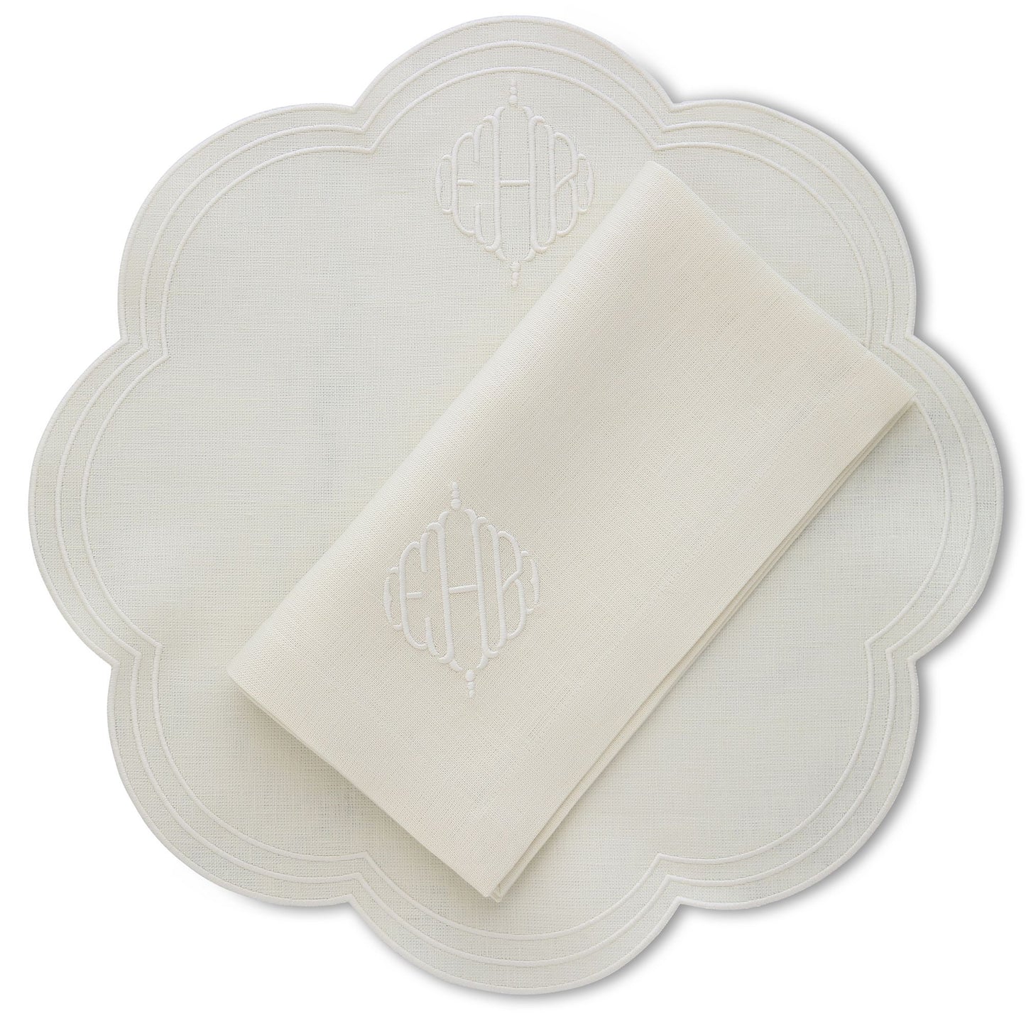 Made to order Bari Large Scallops Linen Placemats (set of 4)