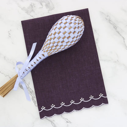 Eggplant and Lavender Bergamo Scalloped Linen Guest Towel (each)