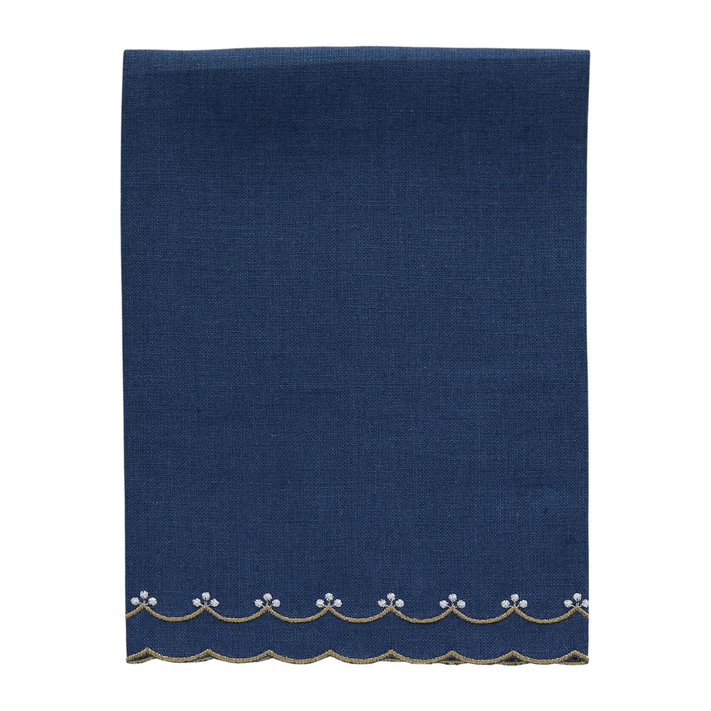 Sapphire Gold and Silver Bergamo Scalloped Linen Guest Towel (each)
