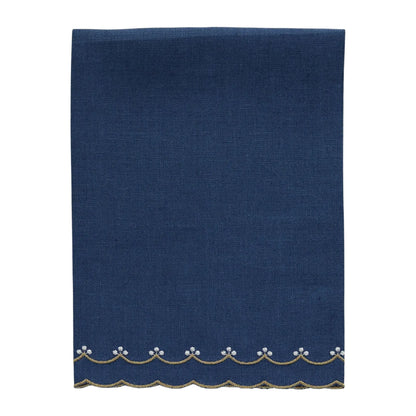 Sapphire Gold and Silver Bergamo Scalloped Linen Guest Towel (each)