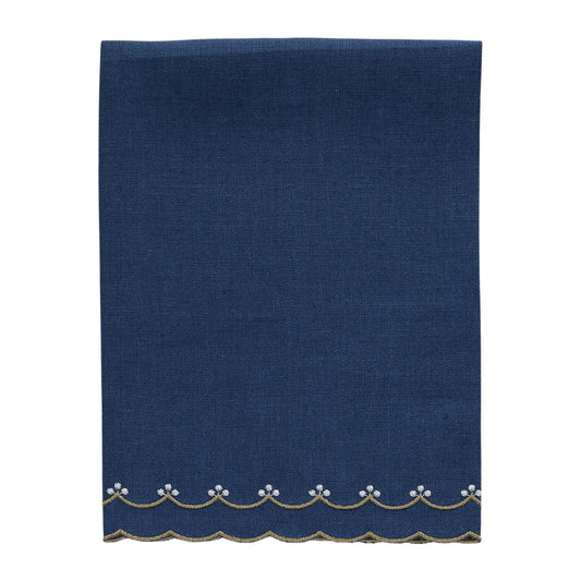 Sapphire Gold and Silver Bergamo Scalloped Linen Guest Towel (each)