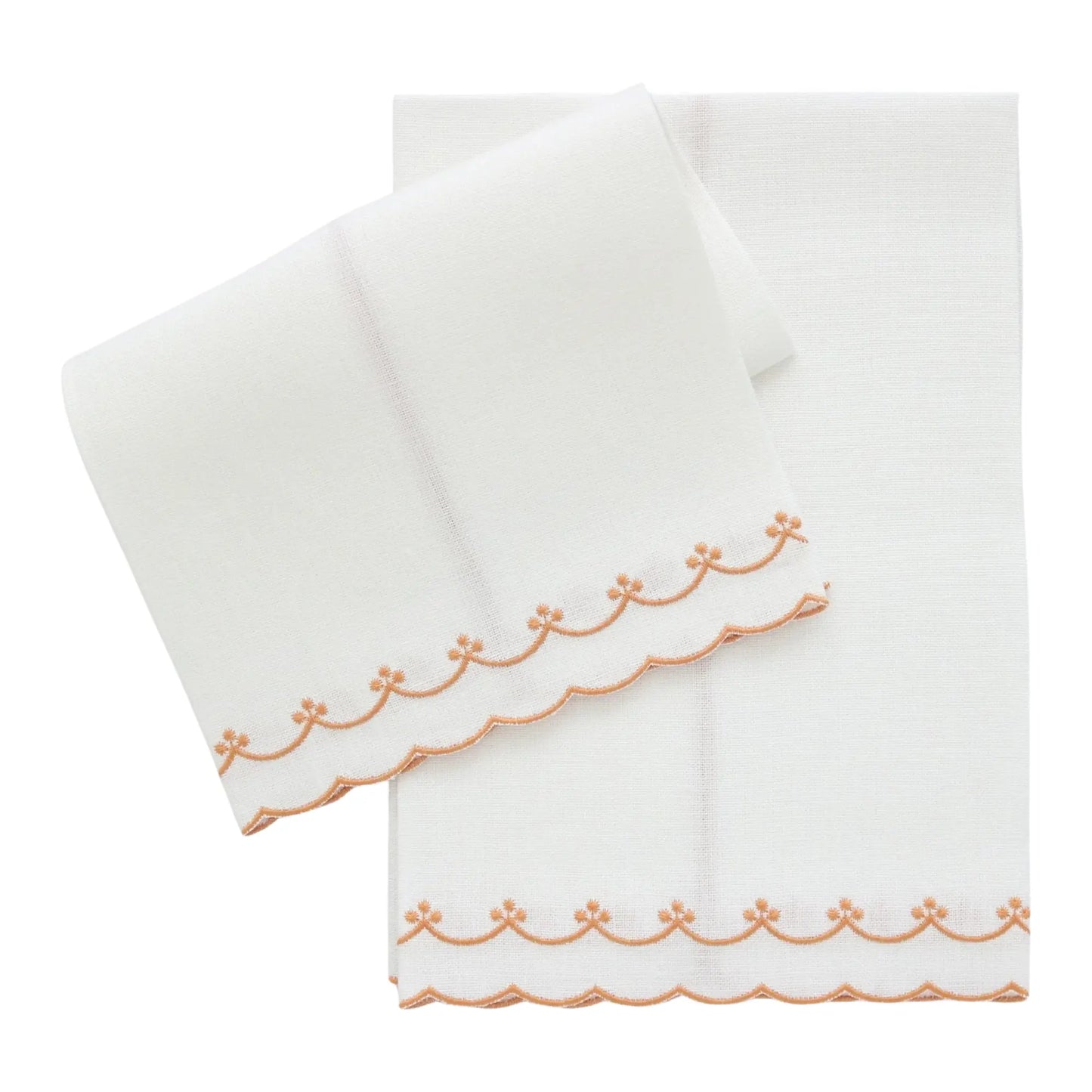 White Bergamo Scalloped Linen Guest Towel (each)
