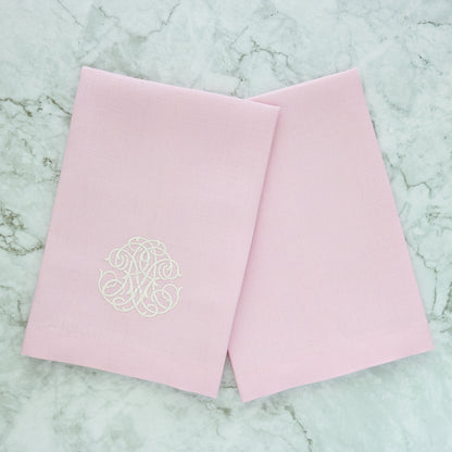 PINK tones Plain Hem Linen Guest Towels (each)