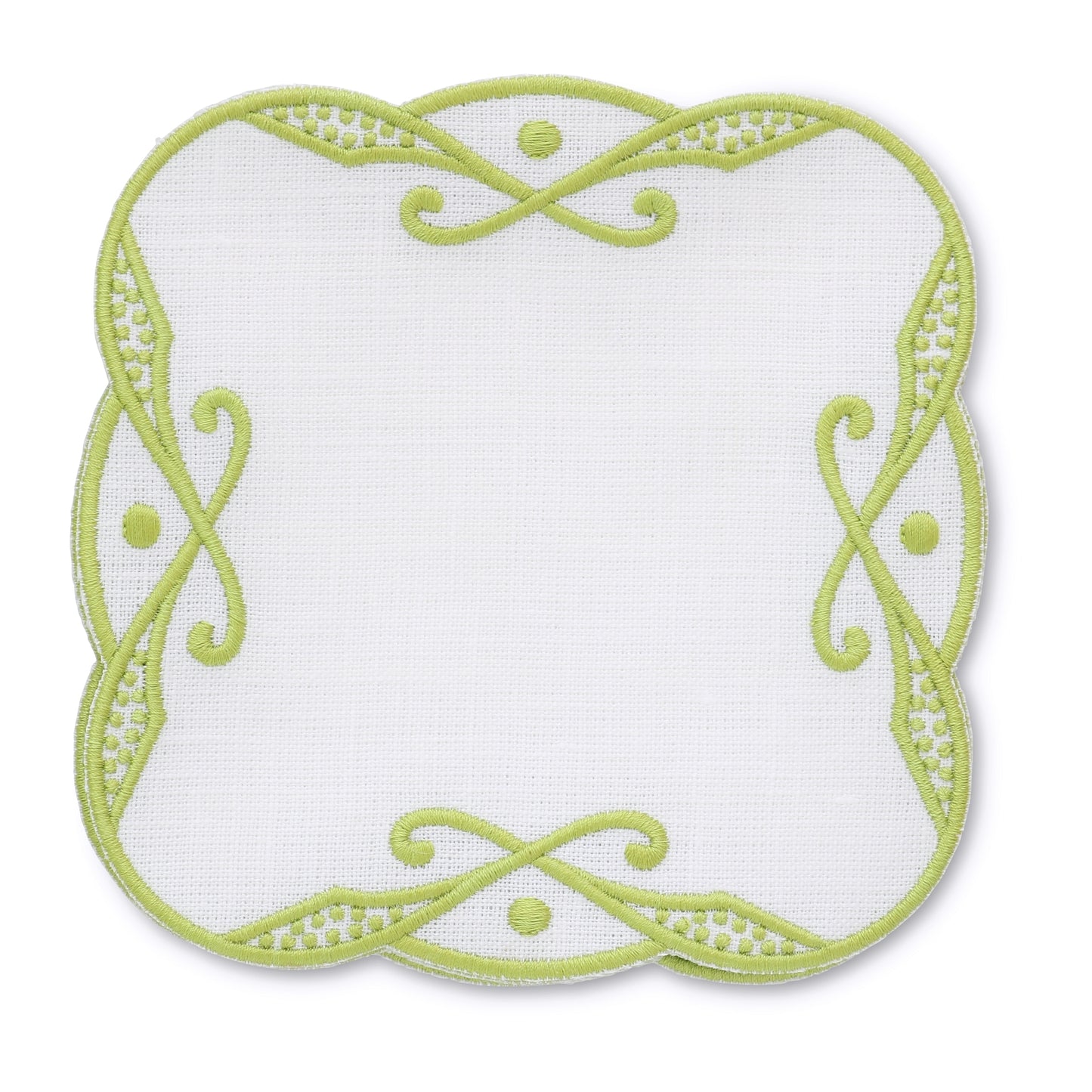Made to order Charlotte Embroidered Edge Linen Cocktail Napkins (set of 4)