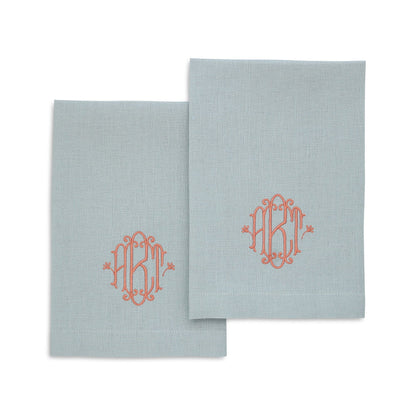 SILVERBLUE tones Plain Hem Linen Guest Towels (each)