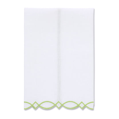 Donna Modern Embroidered Edge White Linen Guest Towel (each)