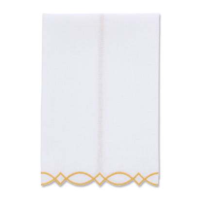 Donna Modern Embroidered Edge White Linen Guest Towel (each)