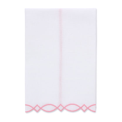 Donna Modern Embroidered Edge White Linen Guest Towel (each)