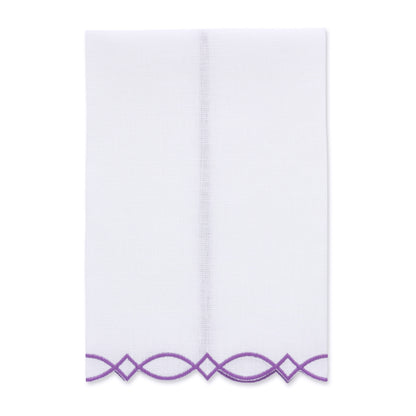 Donna Modern Embroidered Edge White Linen Guest Towel (each)