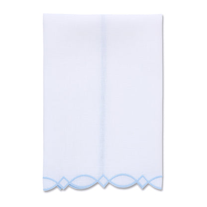 Donna Modern Embroidered Edge White Linen Guest Towel (each)