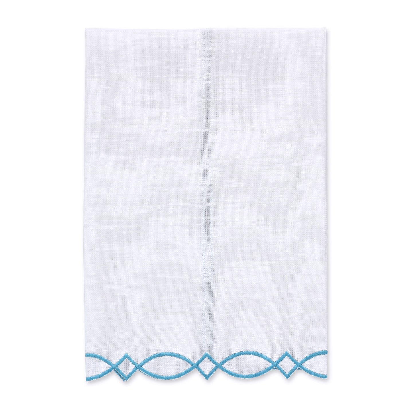 Asciugamano ospite moderno in lino bianco con bordo ricamato (ciascuno)