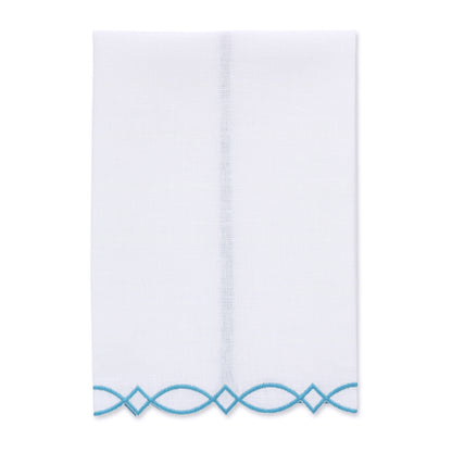 Donna Modern Embroidered Edge White Linen Guest Towel (each)