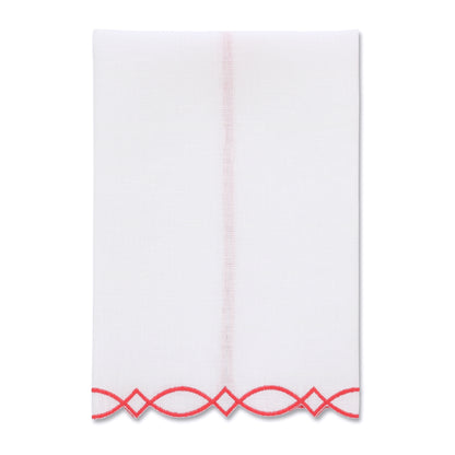 Donna Modern Embroidered Edge White Linen Guest Towel (each)