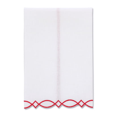 Donna Modern Embroidered Edge White Linen Guest Towel (each)