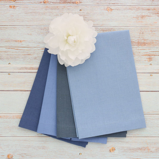 Periwinkle BLUE tones Plain Hem Linen Guest Towels (each)