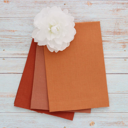 RUST tones Plain Hem Linen Guest Towels (each)