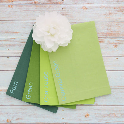 Cool GREEN tones Plain Hem Linen Guest Towels (each)