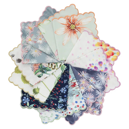 Swiss Sateen Floral Scalloped Handkerchief (each)