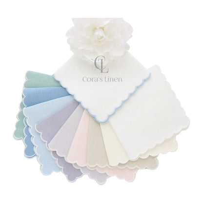 Italian Linen Scalloped Handkerchief (each)