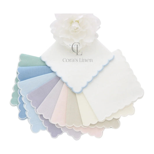 Italian Linen Scalloped Handkerchief (each)