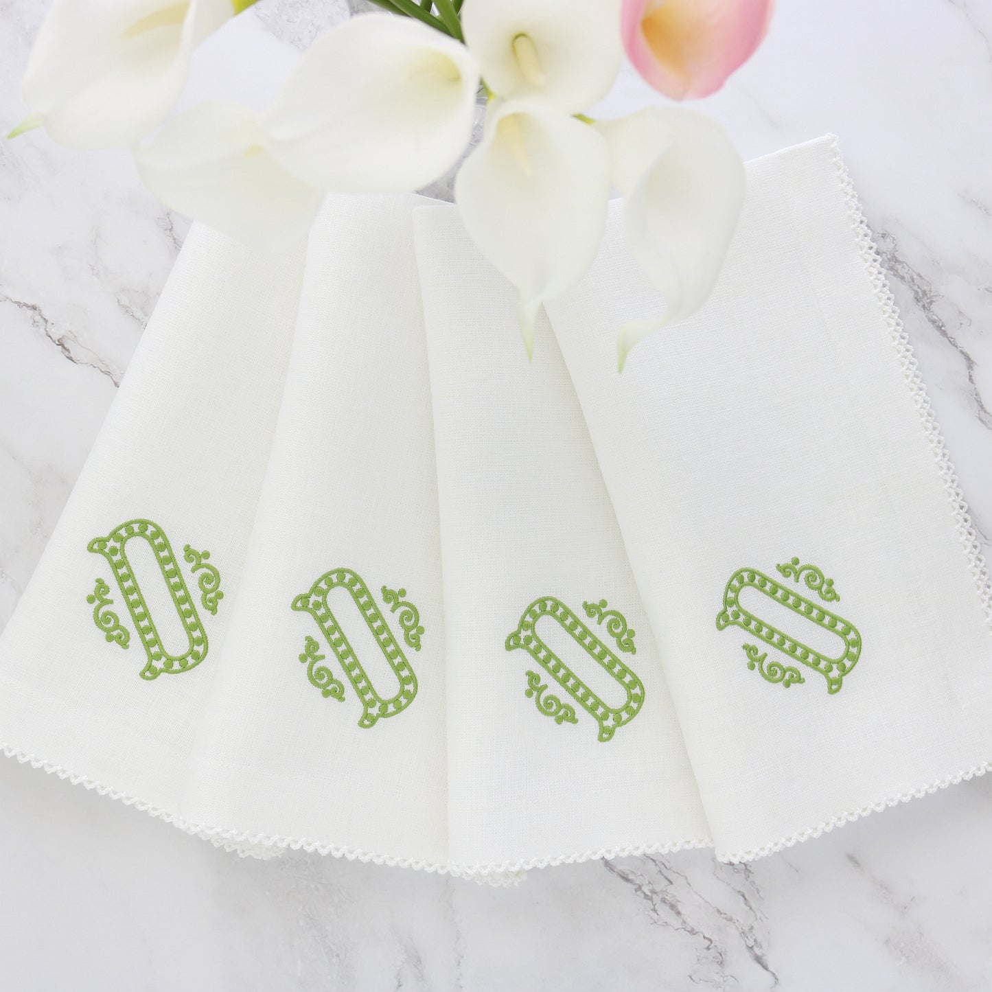 White linen napkins with White picot (each)