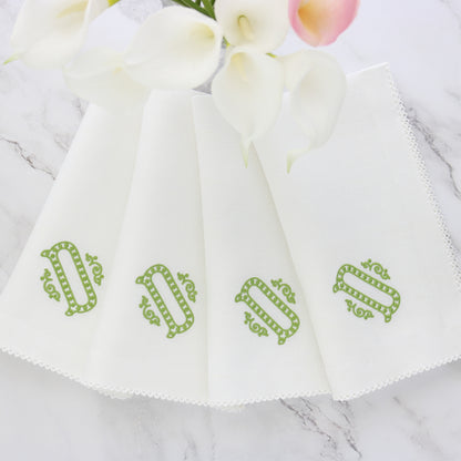 White linen napkins with White picot (each)