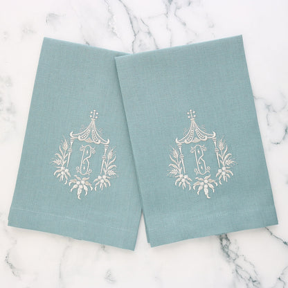 SILVERBLUE tones Plain Hem Linen Guest Towels (each)