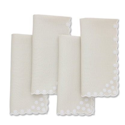 Made to order Daisies Scallops Linen Napkins (each)