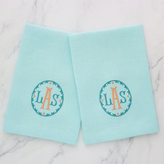 Tropical Blue Linen Guest Towel