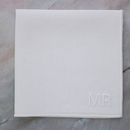 Straight Edge Embroidered Linen Handkerchief (each)