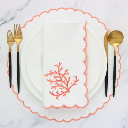 White Coral scalloped napkins and placemats (each)