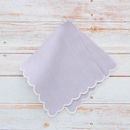 Lavender Scalloped Linen Handkerchief (each)