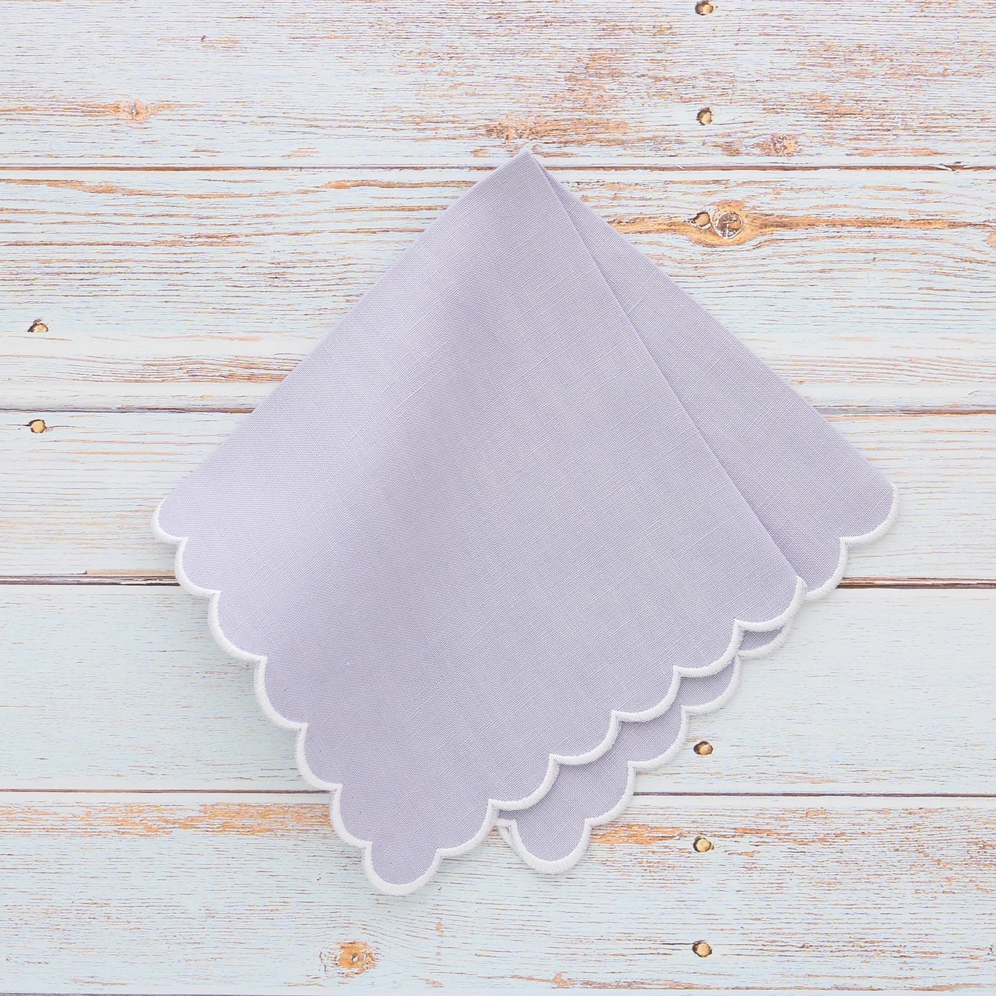 Lavender Scalloped Linen Handkerchief (each)